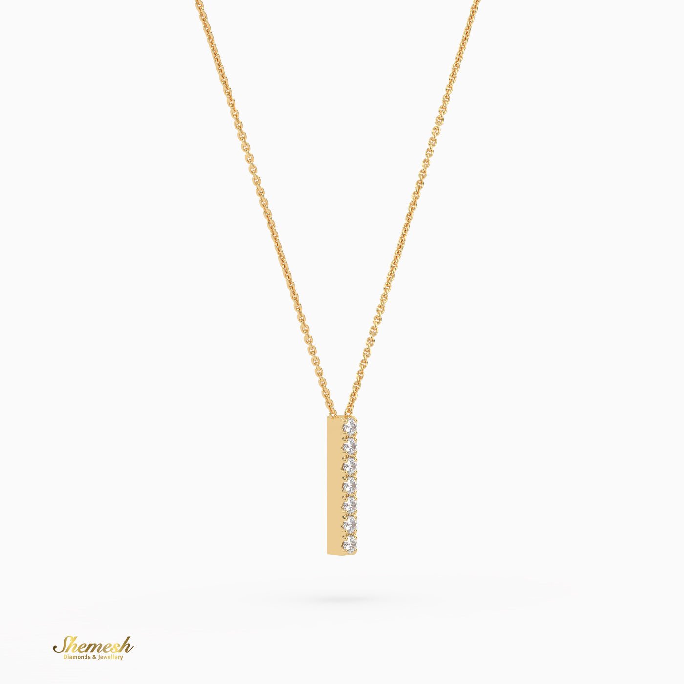 18K Gold Round Cut Diamonds "I" Initial Pendant - shemesh_diamonds