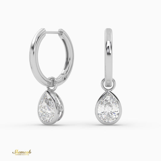 Pear Cut Drop Diamond Huggies Earrings - shemesh_diamonds