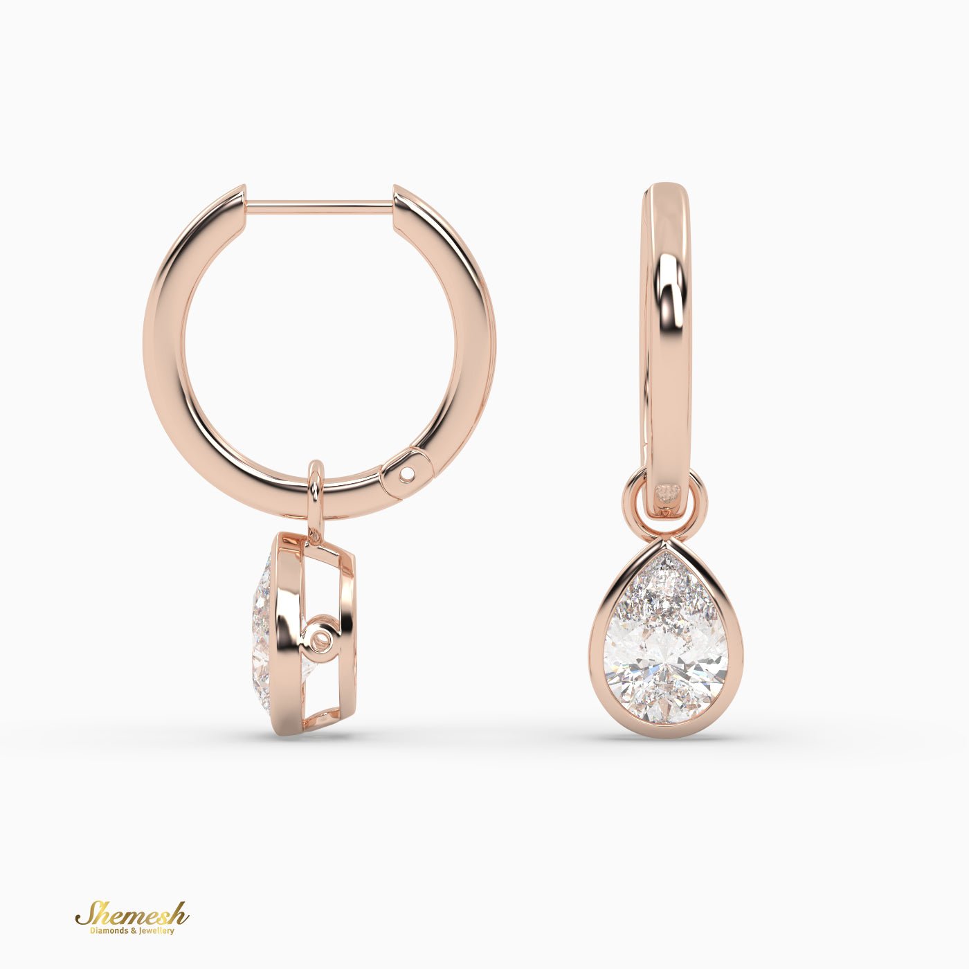 Pear Cut Drop Diamond Huggies Earrings - shemesh_diamonds