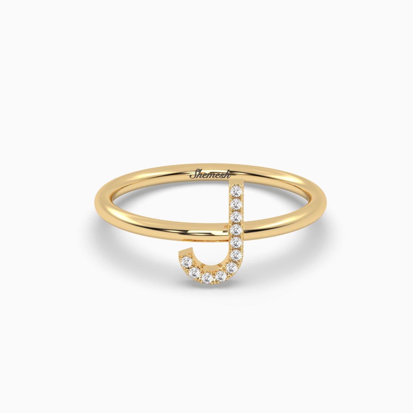 18K Gold "J" Initial Ring - shemesh_diamonds