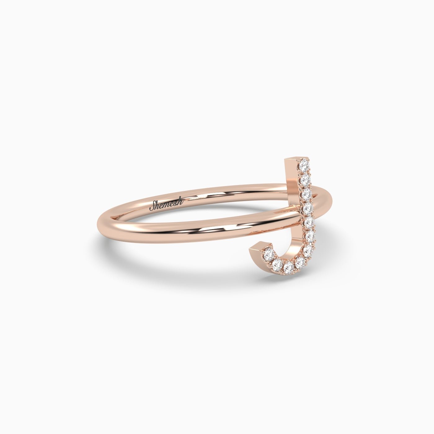 18K Gold "J" Initial Ring - shemesh_diamonds