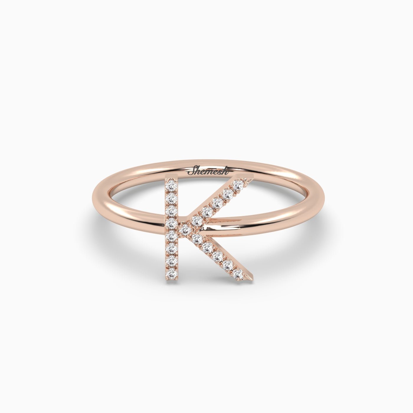 18K Gold "K" Initial Ring - shemesh_diamonds