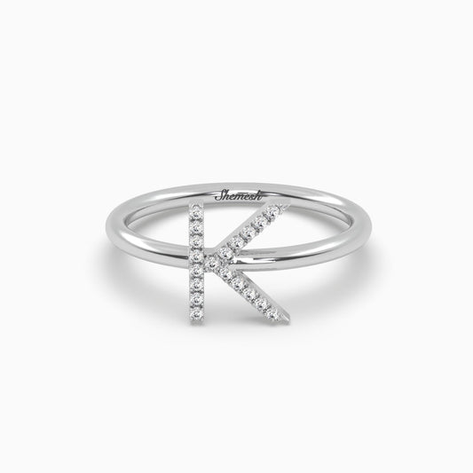 18K Gold "K" Initial Ring - shemesh_diamonds