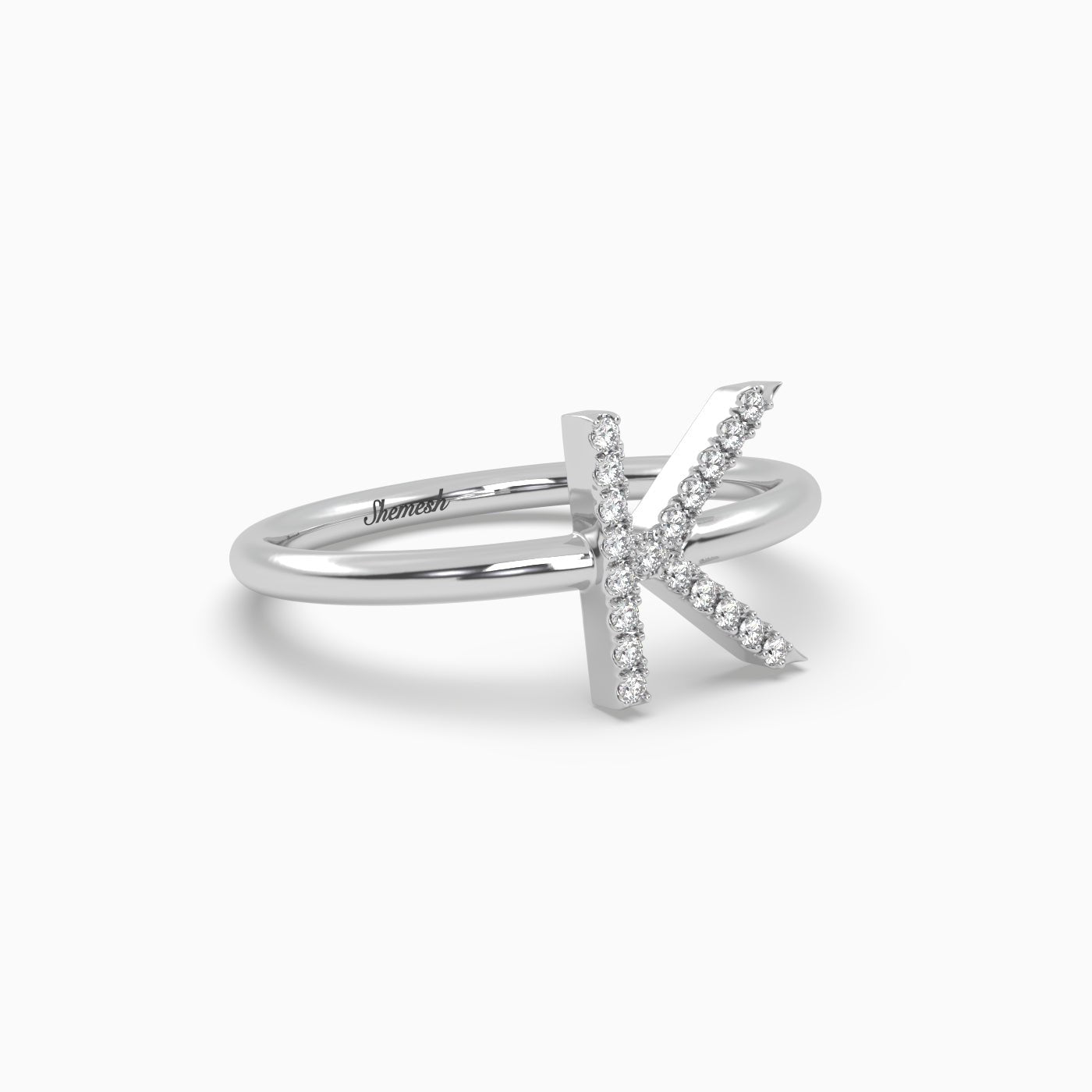 18K Gold "K" Initial Ring - shemesh_diamonds