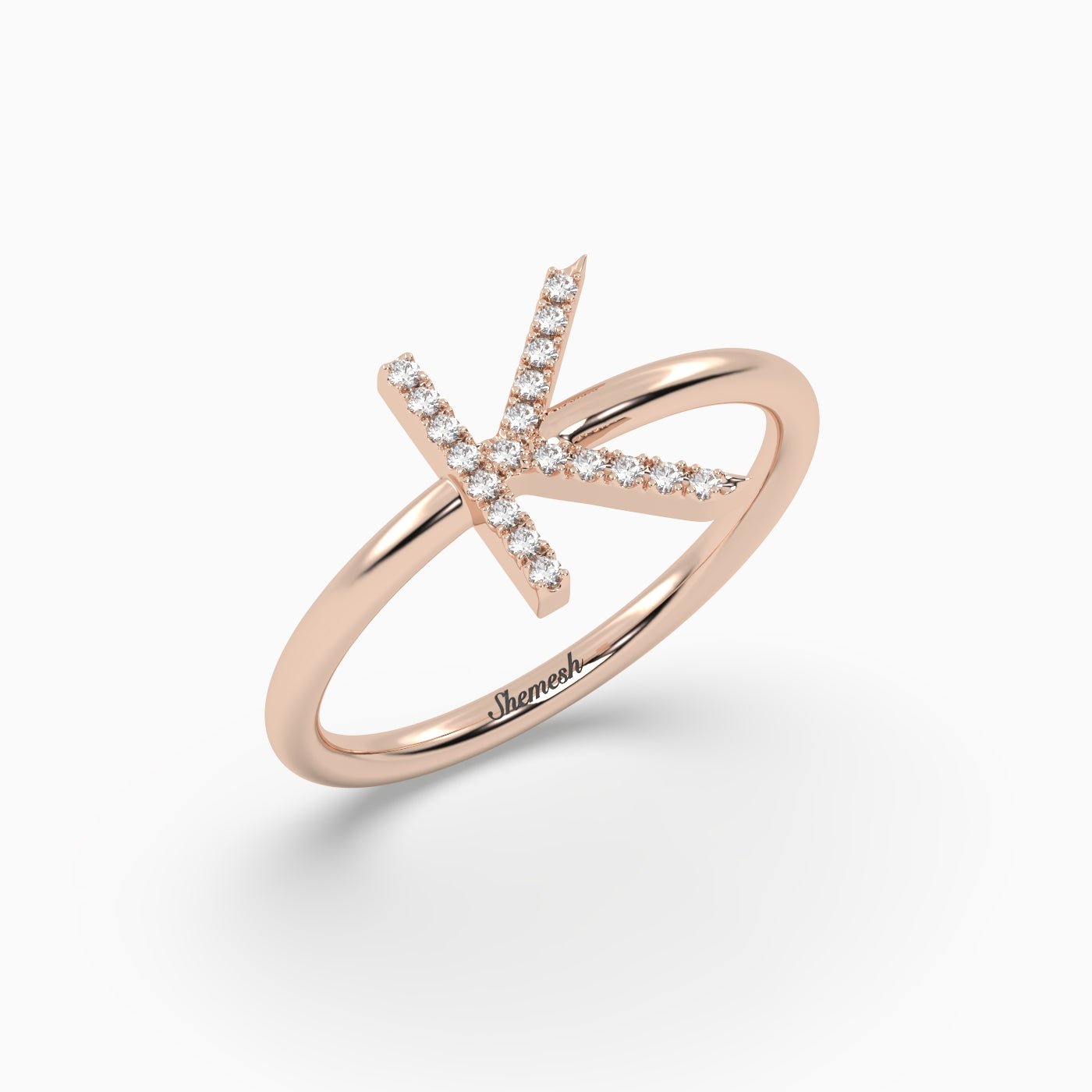 18K Gold "K" Initial Ring - shemesh_diamonds