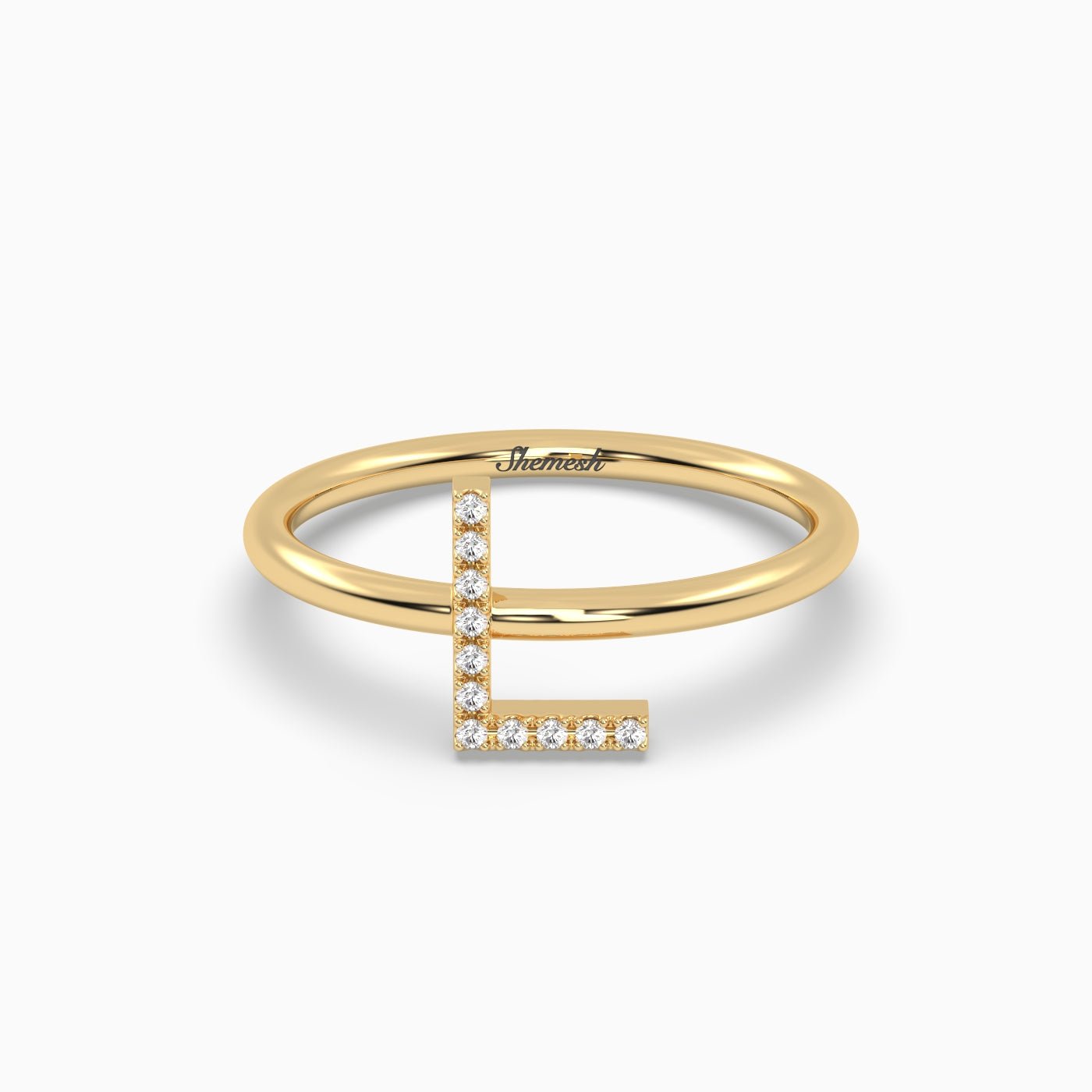 18K Gold "L" Initial Ring - shemesh_diamonds