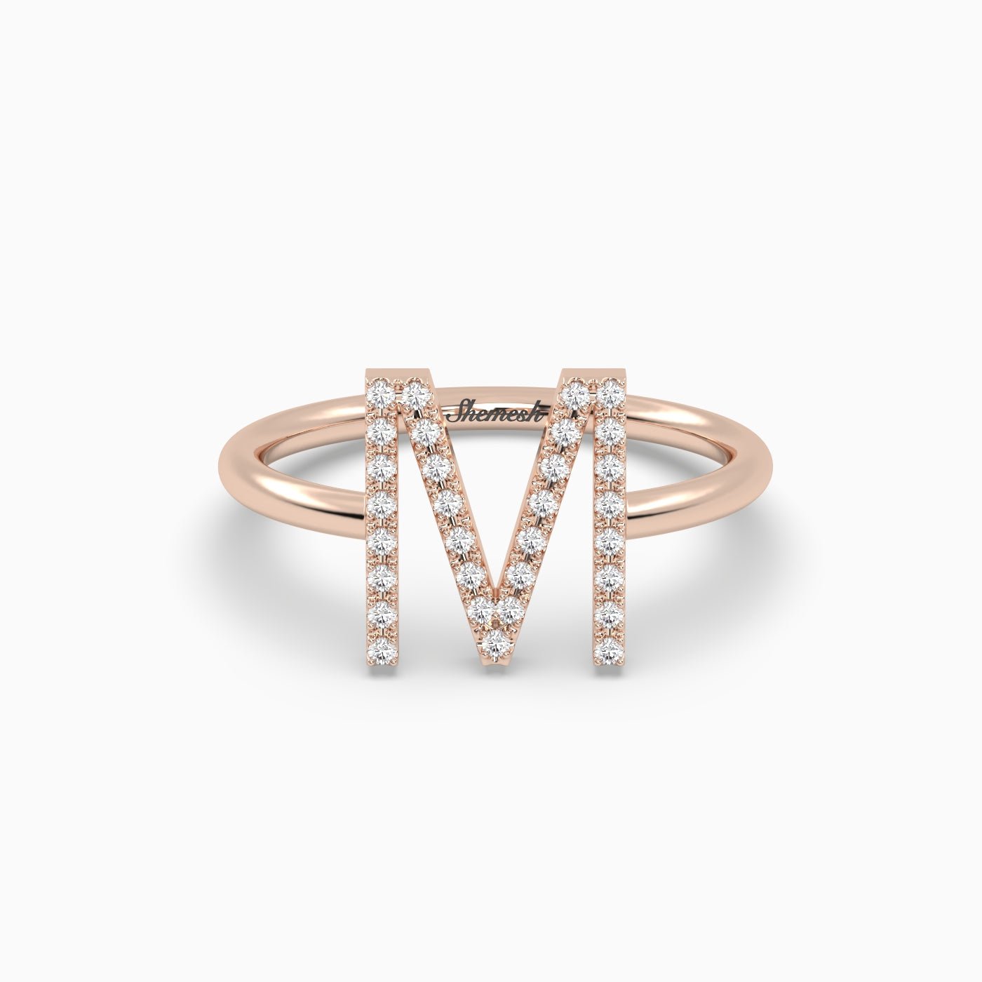 18K Gold "M" Initial Ring - shemesh_diamonds