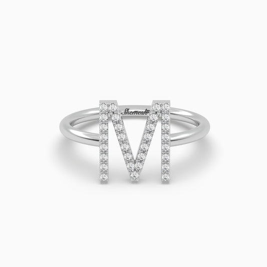 18K Gold "M" Initial Ring - shemesh_diamonds