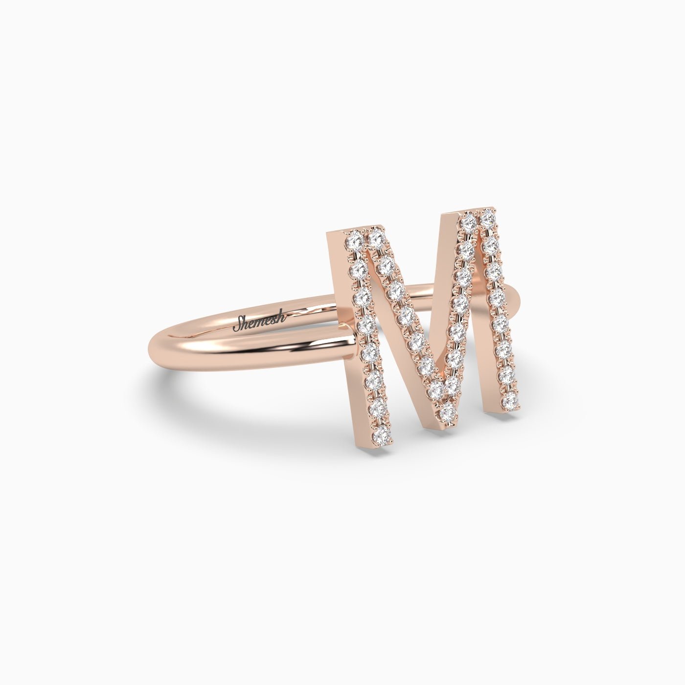 18K Gold "M" Initial Ring - shemesh_diamonds