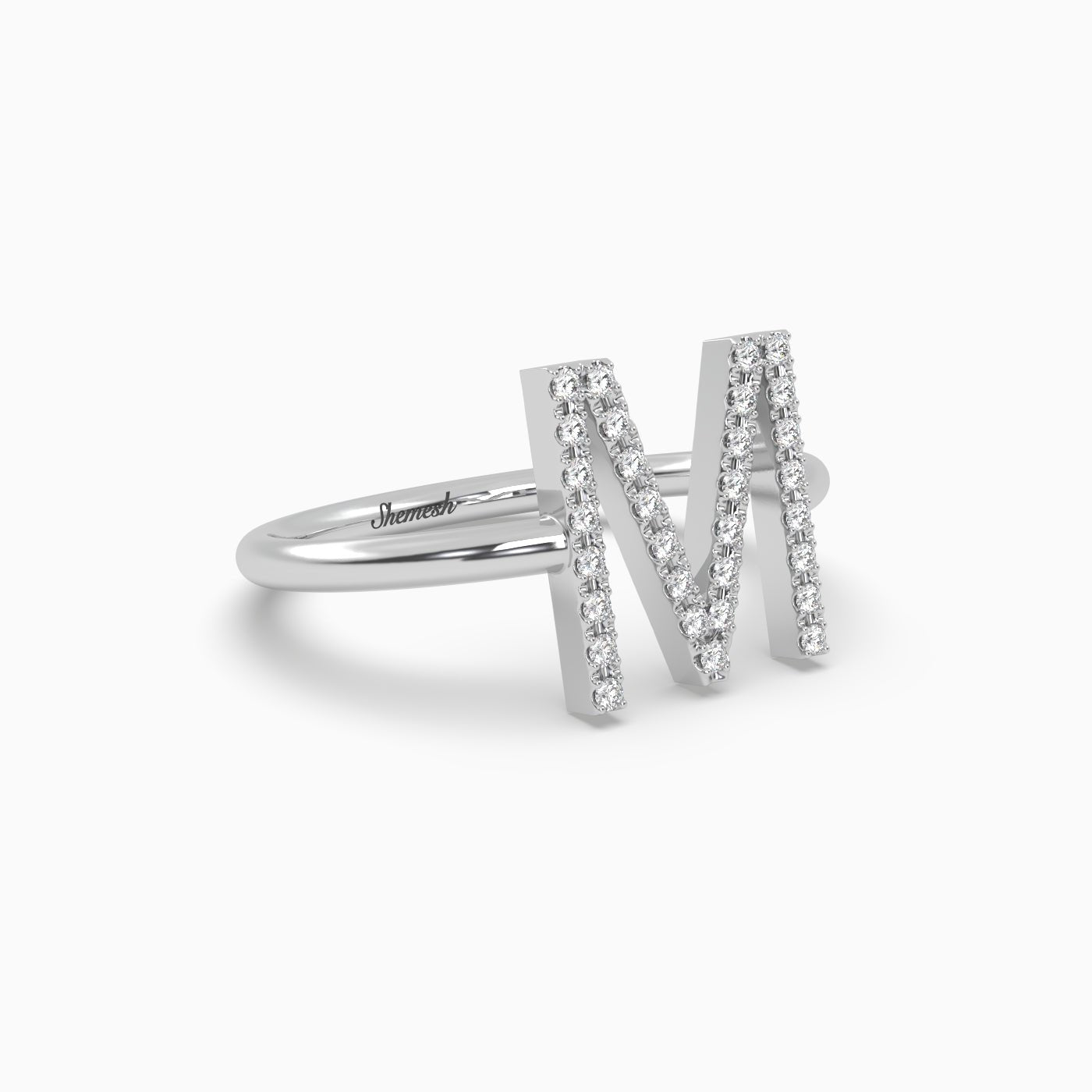 18K Gold "M" Initial Ring - shemesh_diamonds