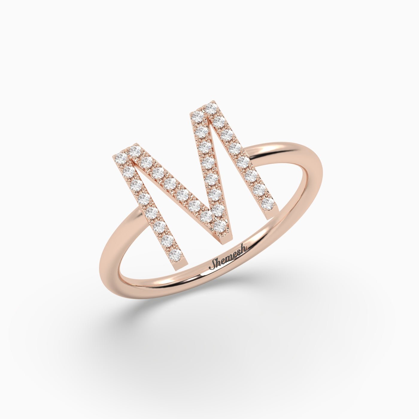 18K Gold "M" Initial Ring - shemesh_diamonds