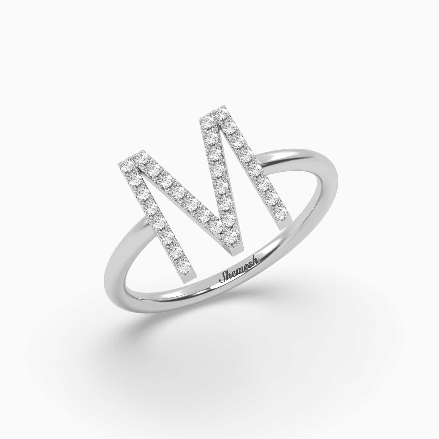 18K Gold "M" Initial Ring - shemesh_diamonds