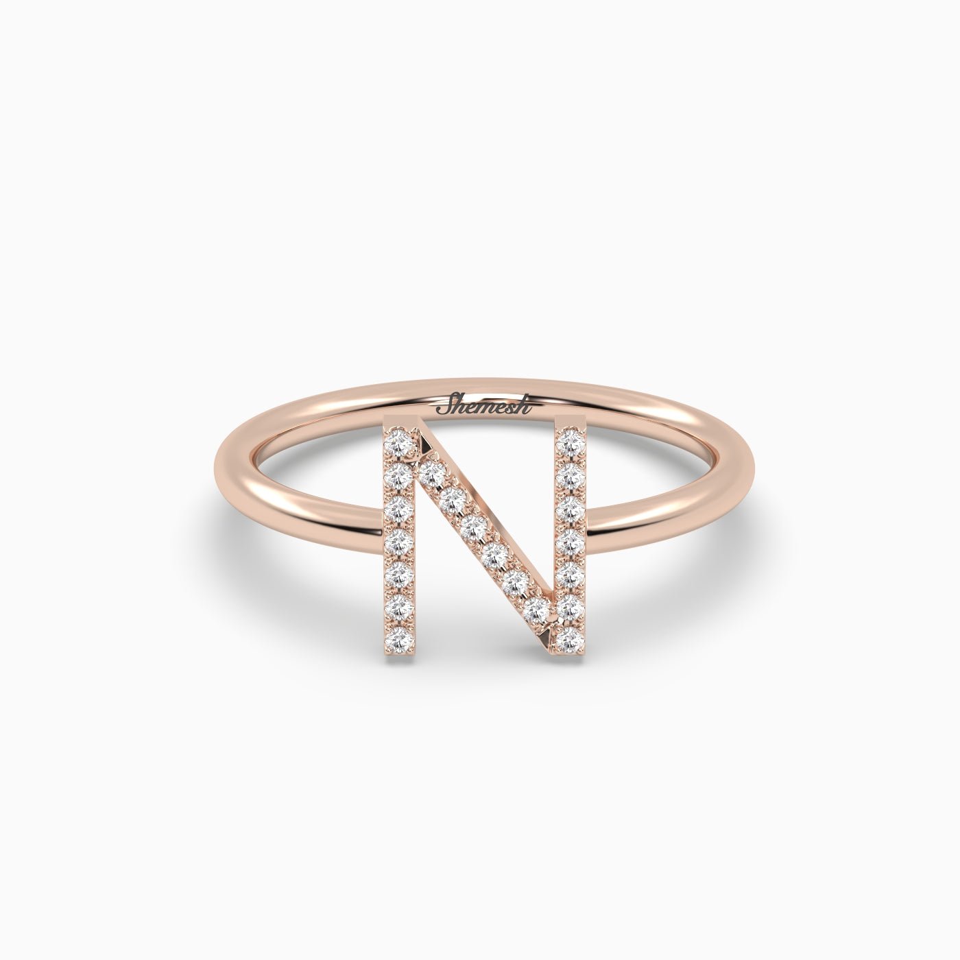 18K Gold "N" Initial Ring - shemesh_diamonds