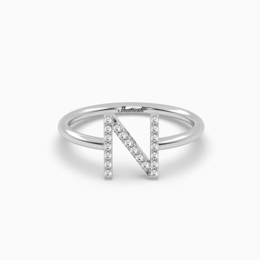 18K Gold "N" Initial Ring - shemesh_diamonds