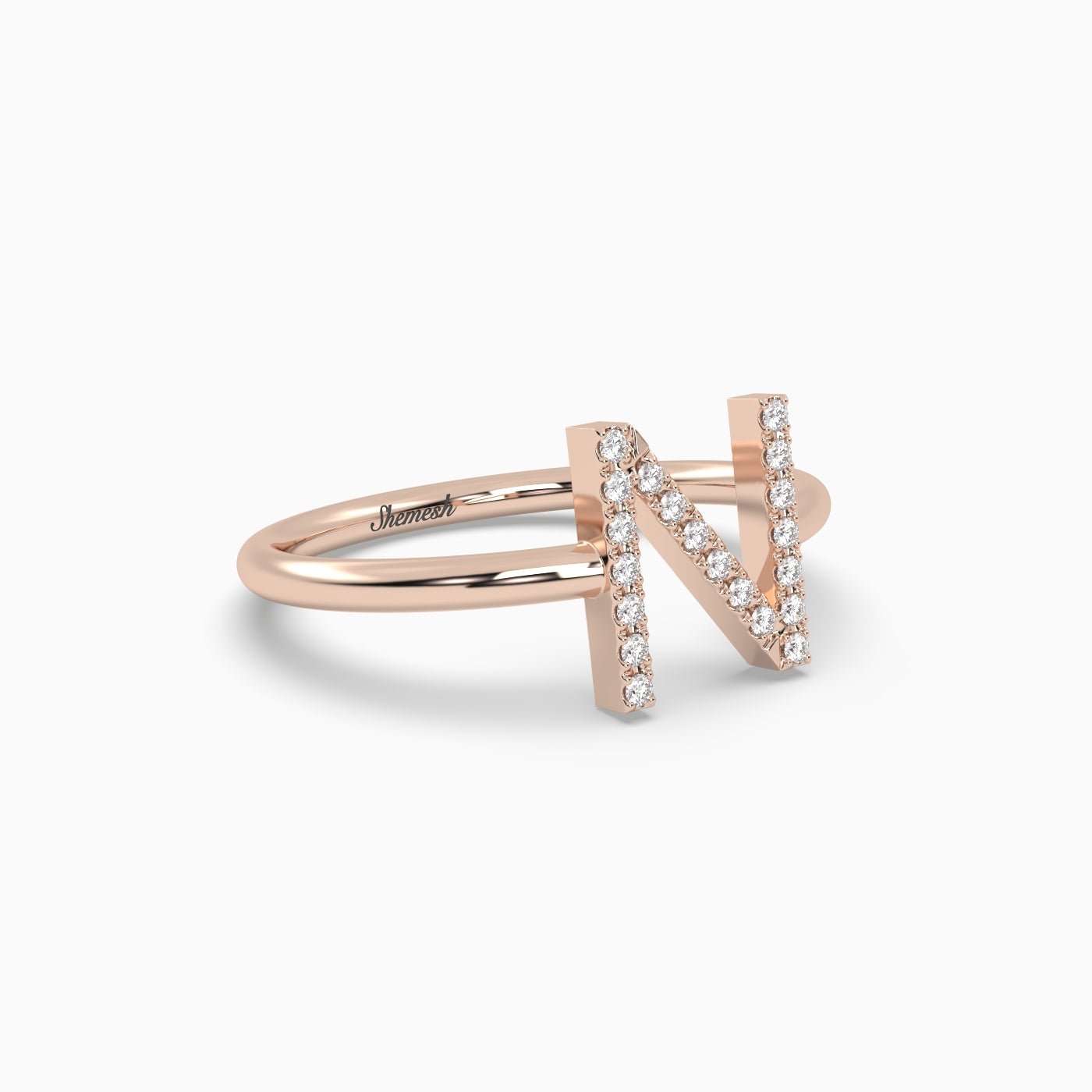 18K Gold "N" Initial Ring - shemesh_diamonds