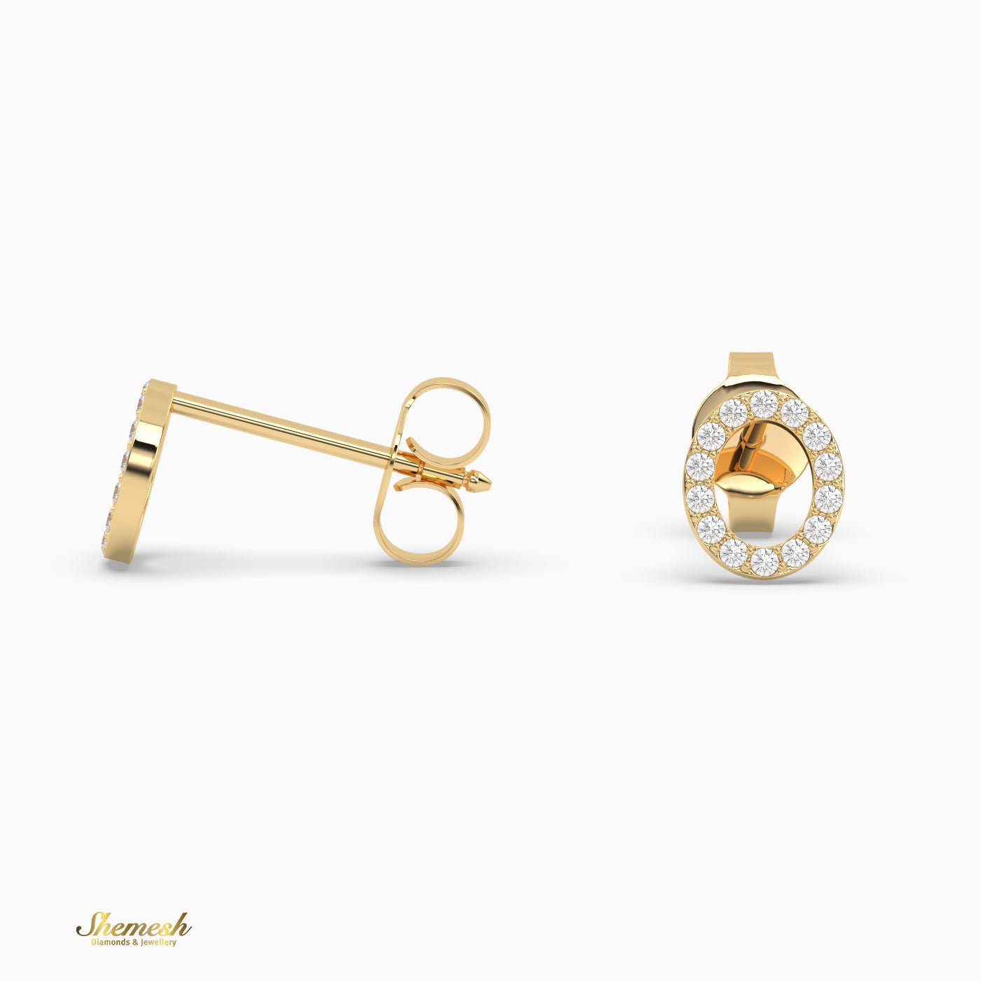 18K Gold 'O' Initial Stud Earrings - shemesh_diamonds