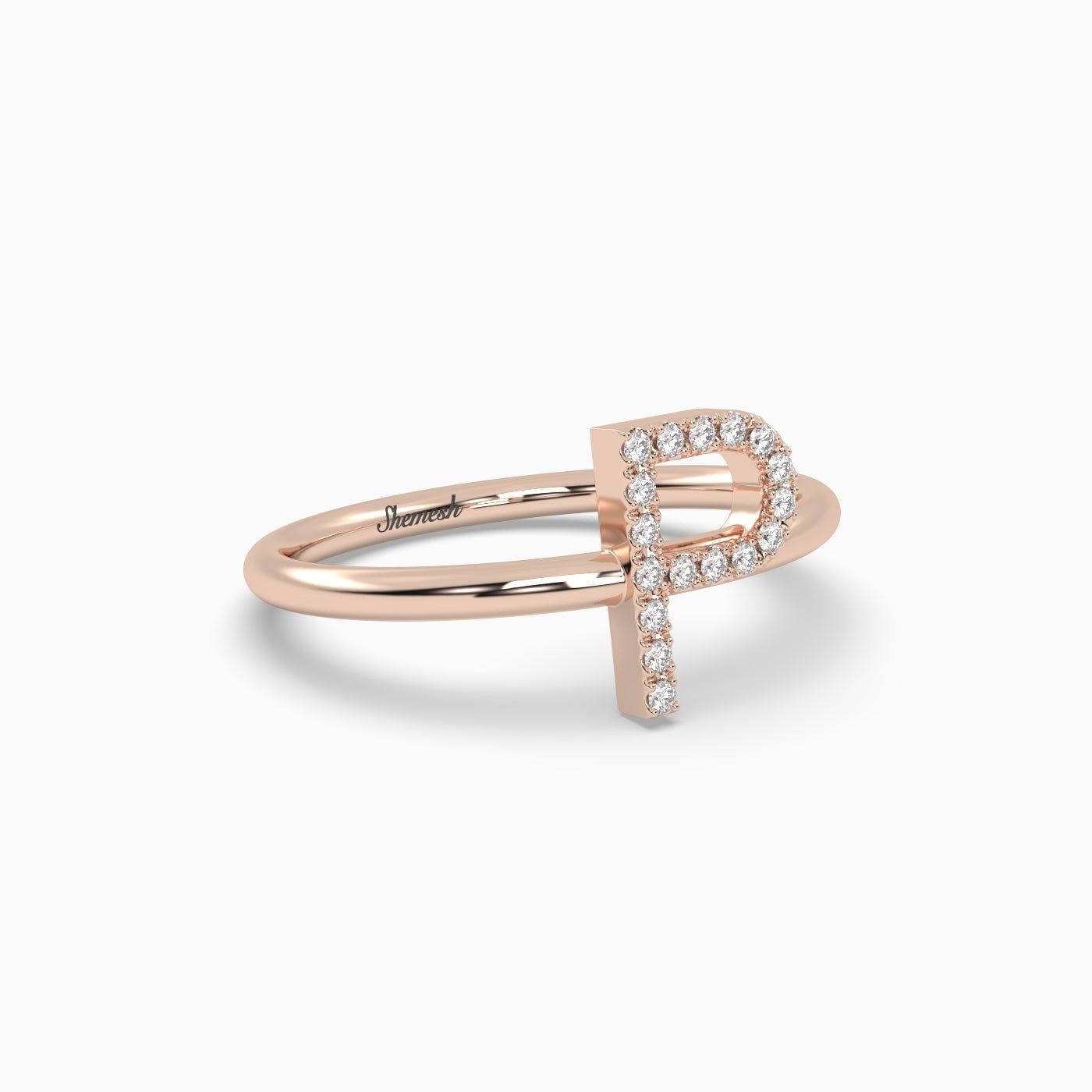 18K Gold "P" Initial Ring - shemesh_diamonds