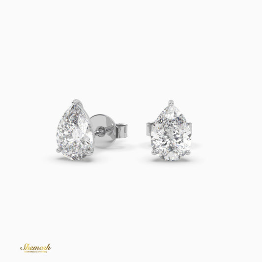 Pear Cut 3 prongs Diamond Stud Earrings - shemesh_diamonds