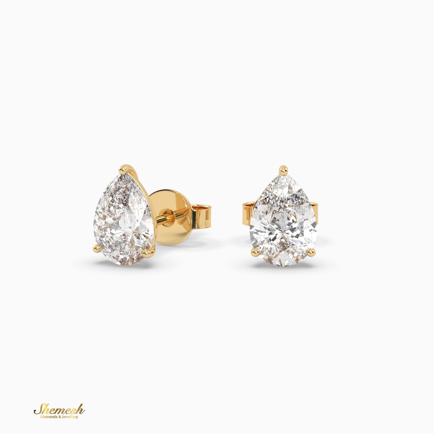 Pear Cut 3 prongs Diamond Stud Earrings - shemesh_diamonds