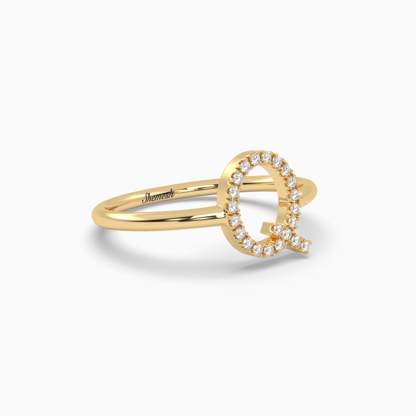 18K Gold "Q" Initial Ring - shemesh_diamonds