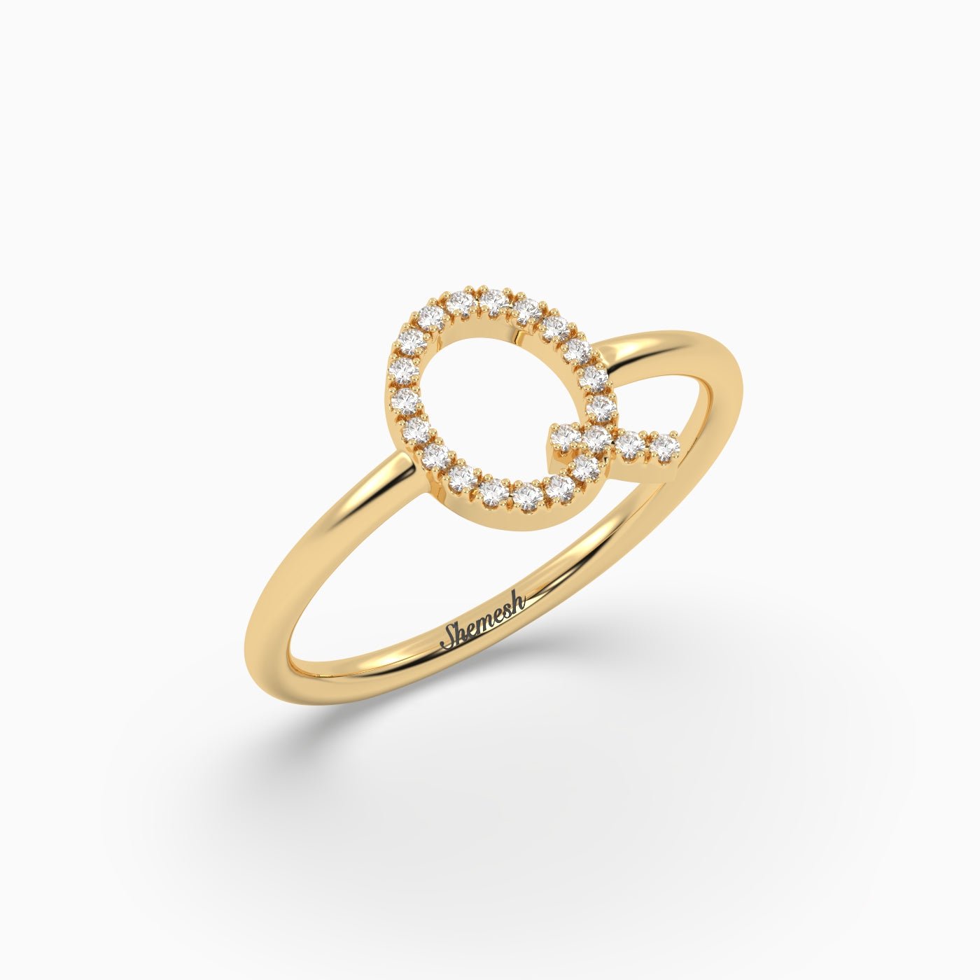 18K Gold "Q" Initial Ring - shemesh_diamonds