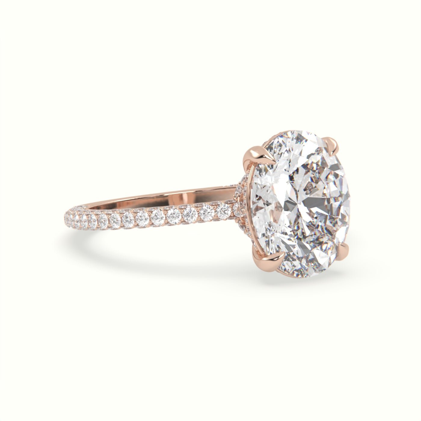 18k Gold Oval Cut Pave Set Engagement Ring - shemesh_diamonds