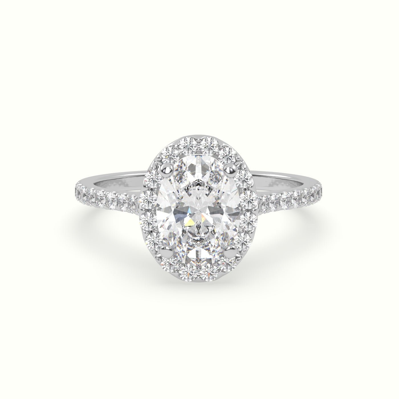 18k Gold Oval Cut Halo Engagement Ring - shemesh_diamonds