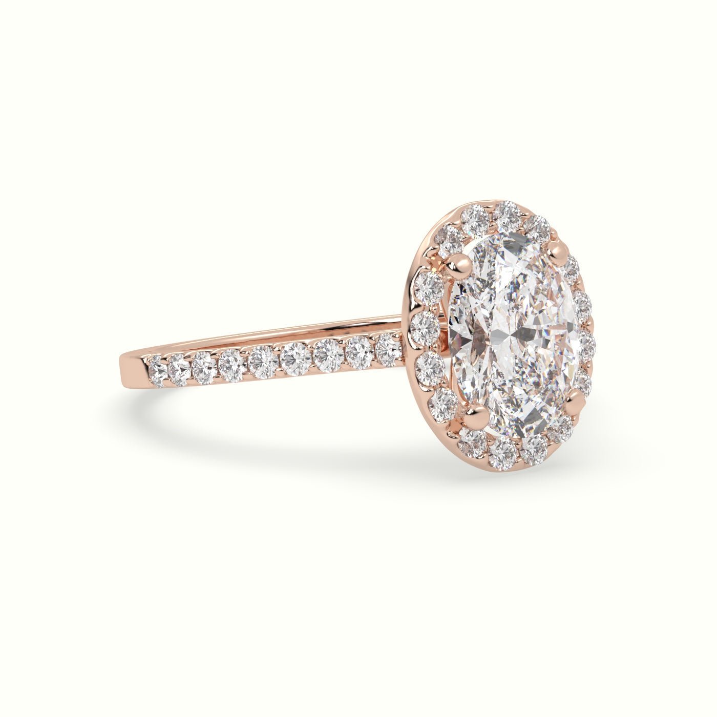 18k Gold Oval Cut Halo Engagement Ring - shemesh_diamonds