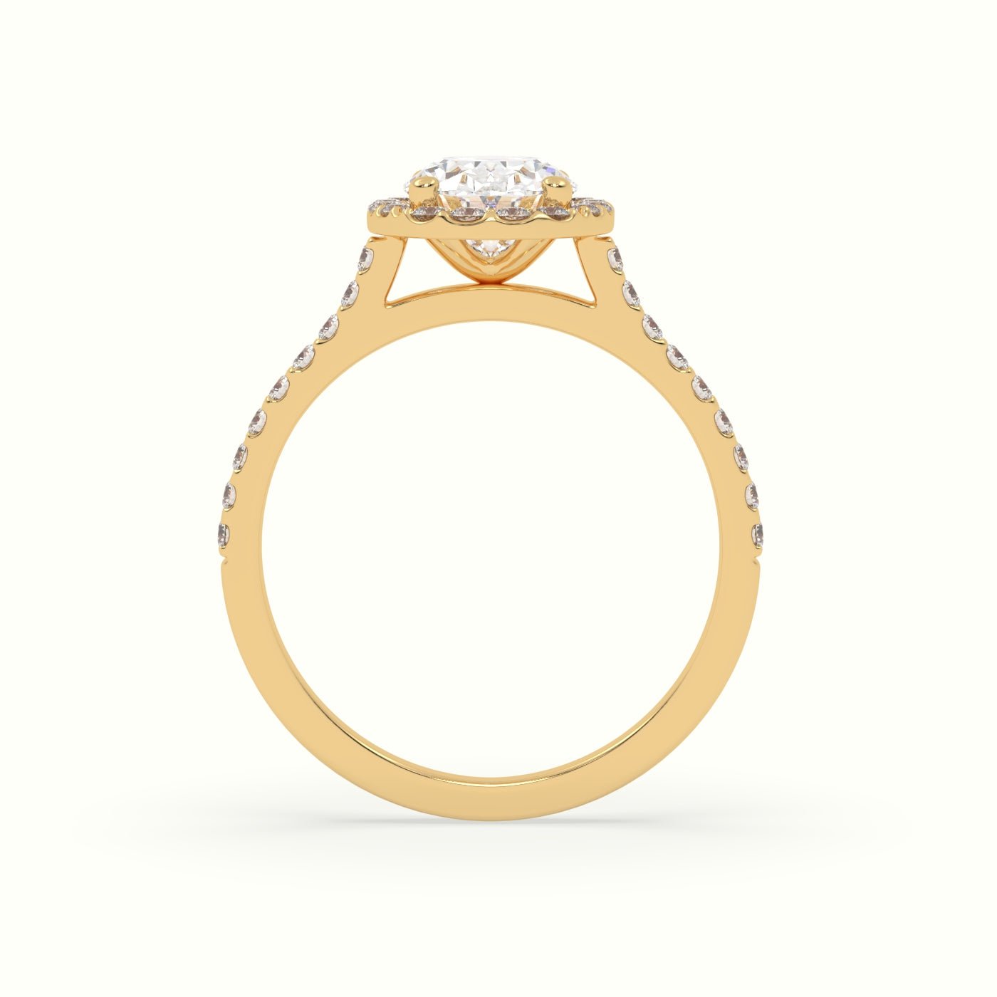 18k Gold Oval Cut Halo Engagement Ring - shemesh_diamonds