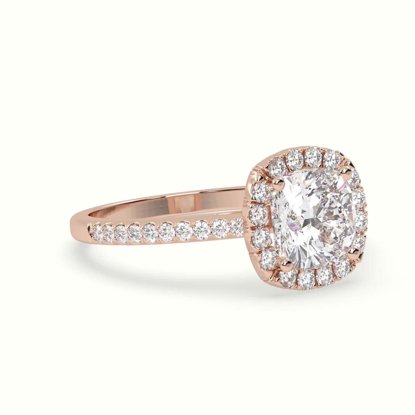 18k Gold Cushion Cut Halo Engagement Ring - shemesh_diamonds