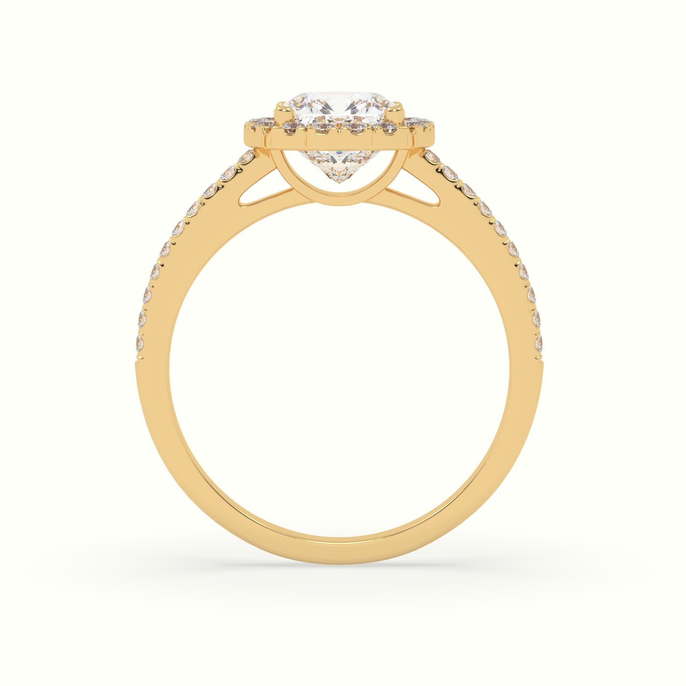 18k Gold Cushion Cut Halo Engagement Ring - shemesh_diamonds