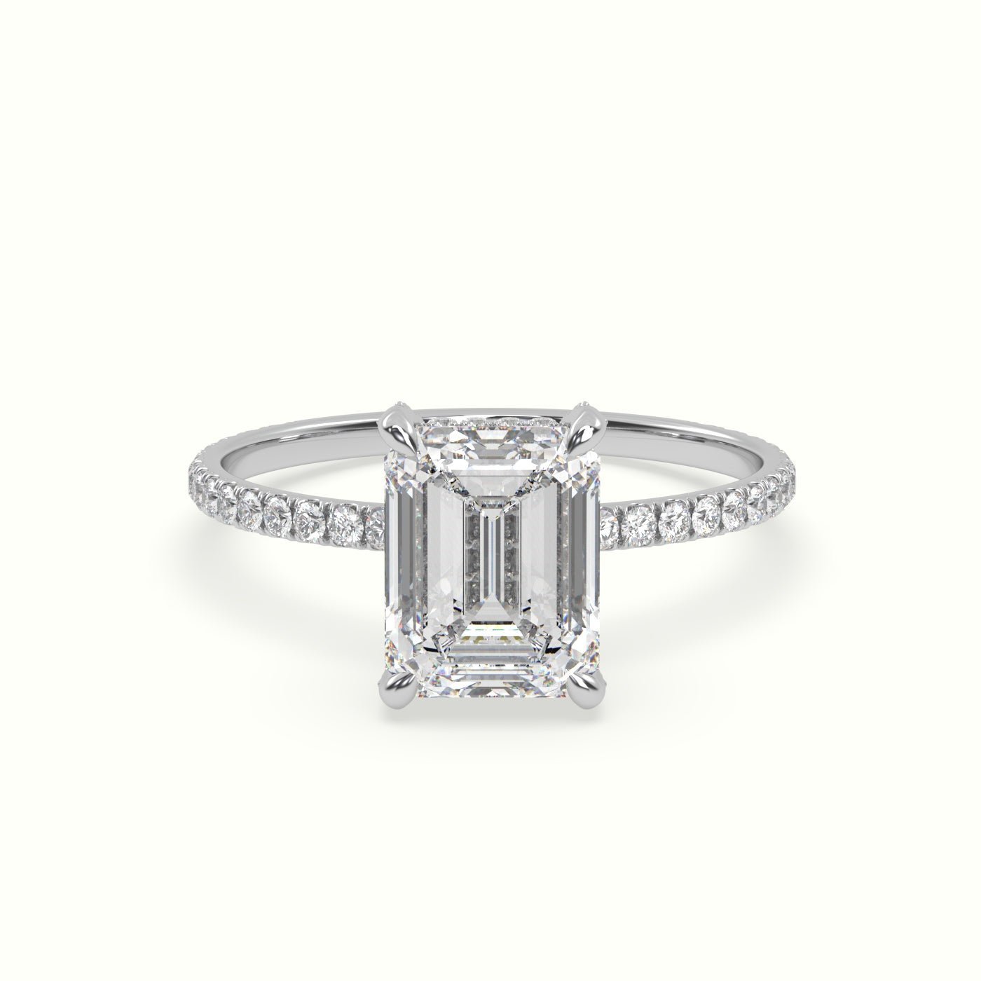 18k Gold Emerald Cut Pave Set Engagement Ring - shemesh_diamonds