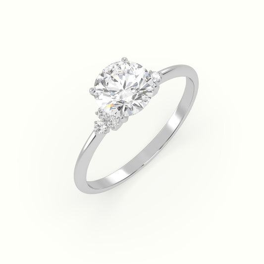 18k Gold Round Cut Side Stones Engagement Ring - shemesh_diamonds