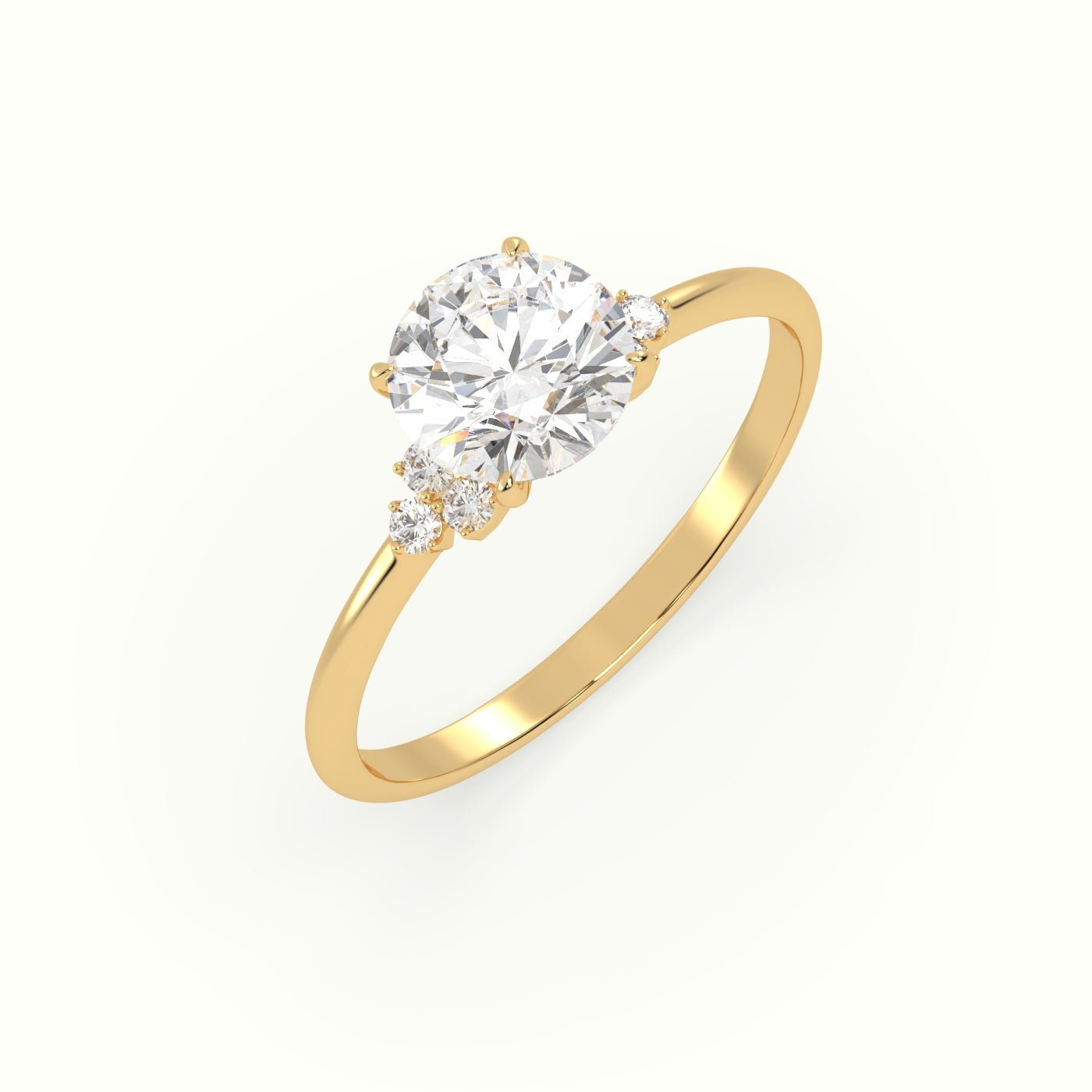 18k Gold Round Cut Side Stones Engagement Ring - shemesh_diamonds