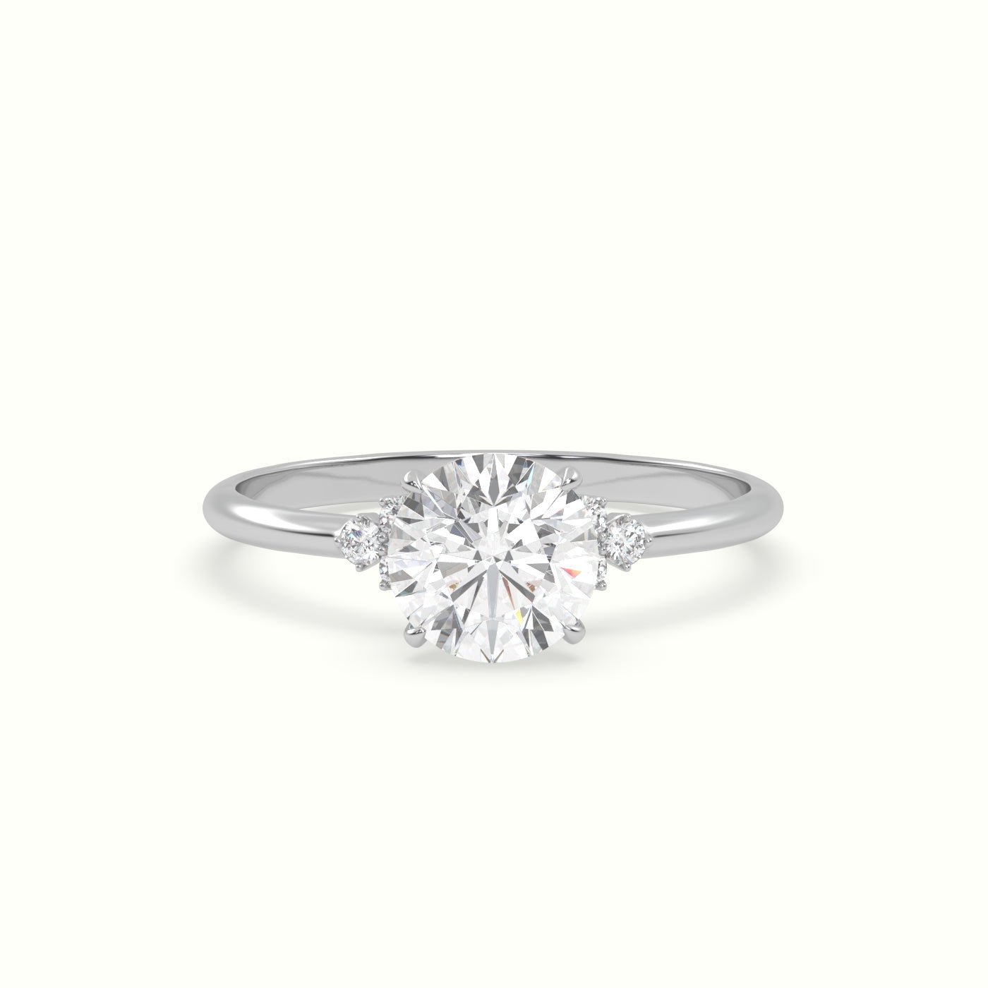 18k Gold Round Cut Side Stones Engagement Ring - shemesh_diamonds