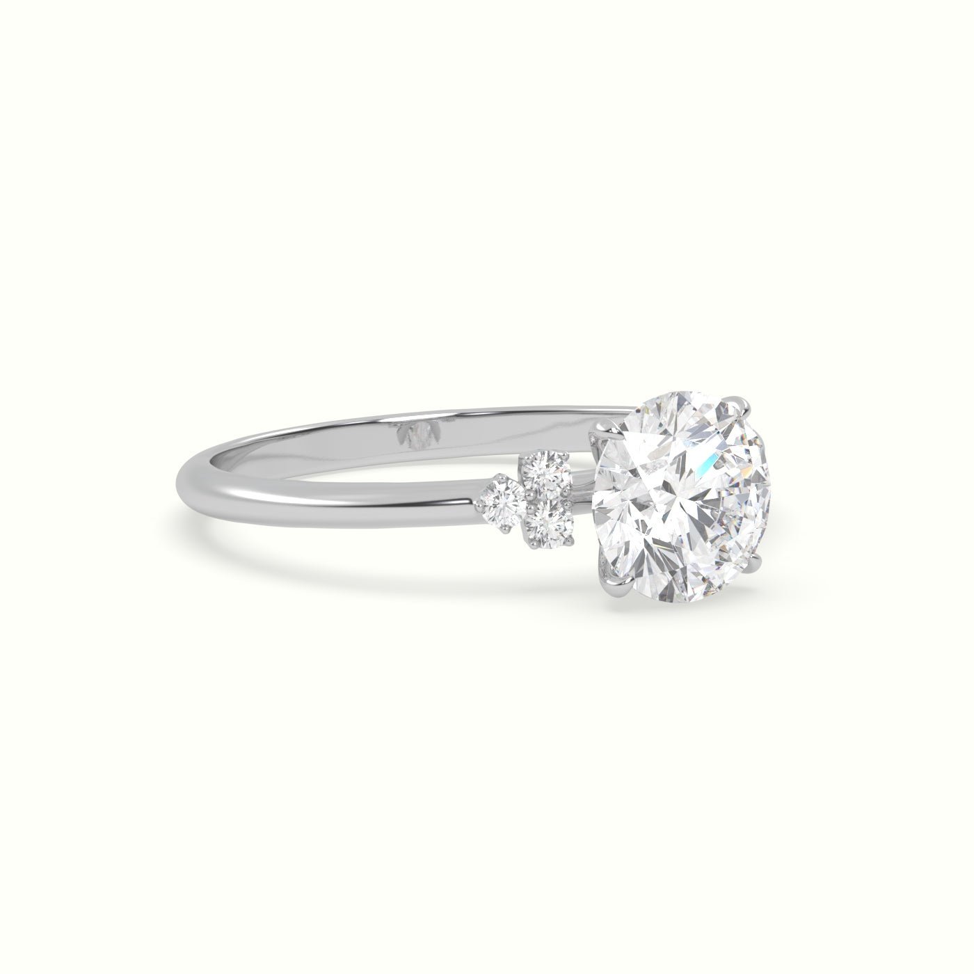 18k Gold Round Cut Side Stones Engagement Ring - shemesh_diamonds