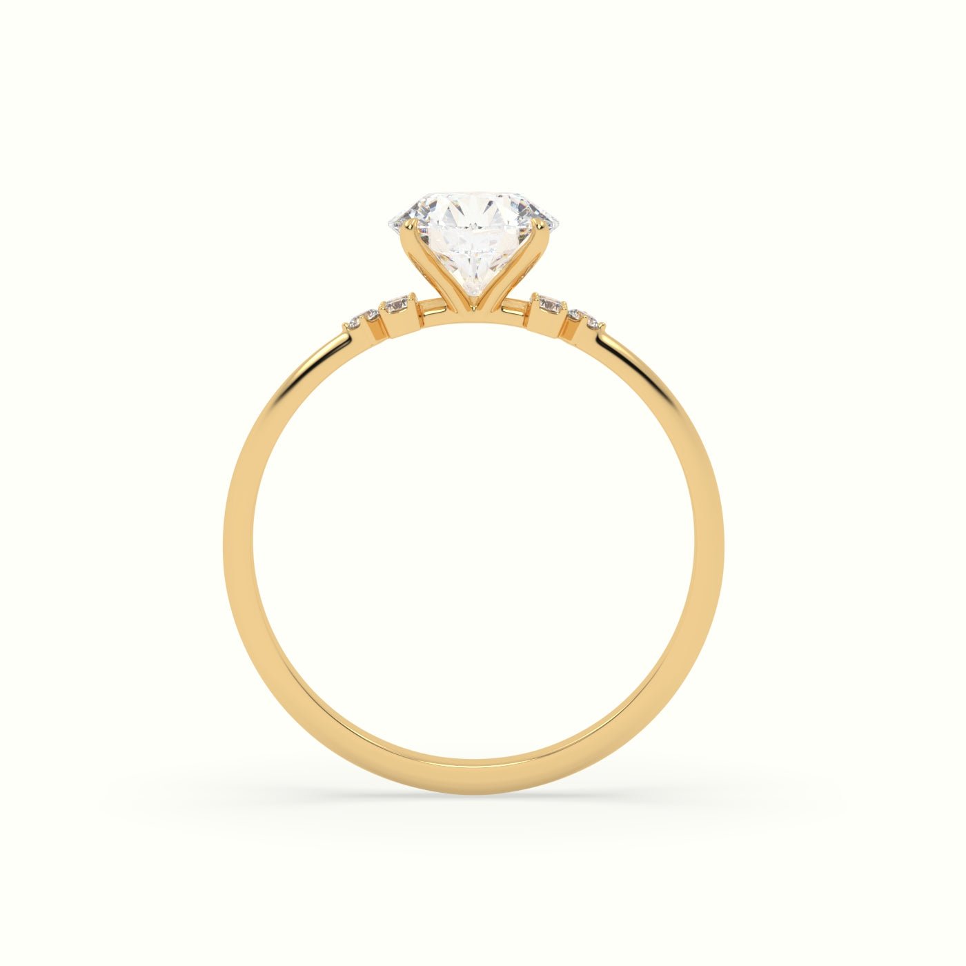 18k Gold Round Cut Side Stones Engagement Ring - shemesh_diamonds