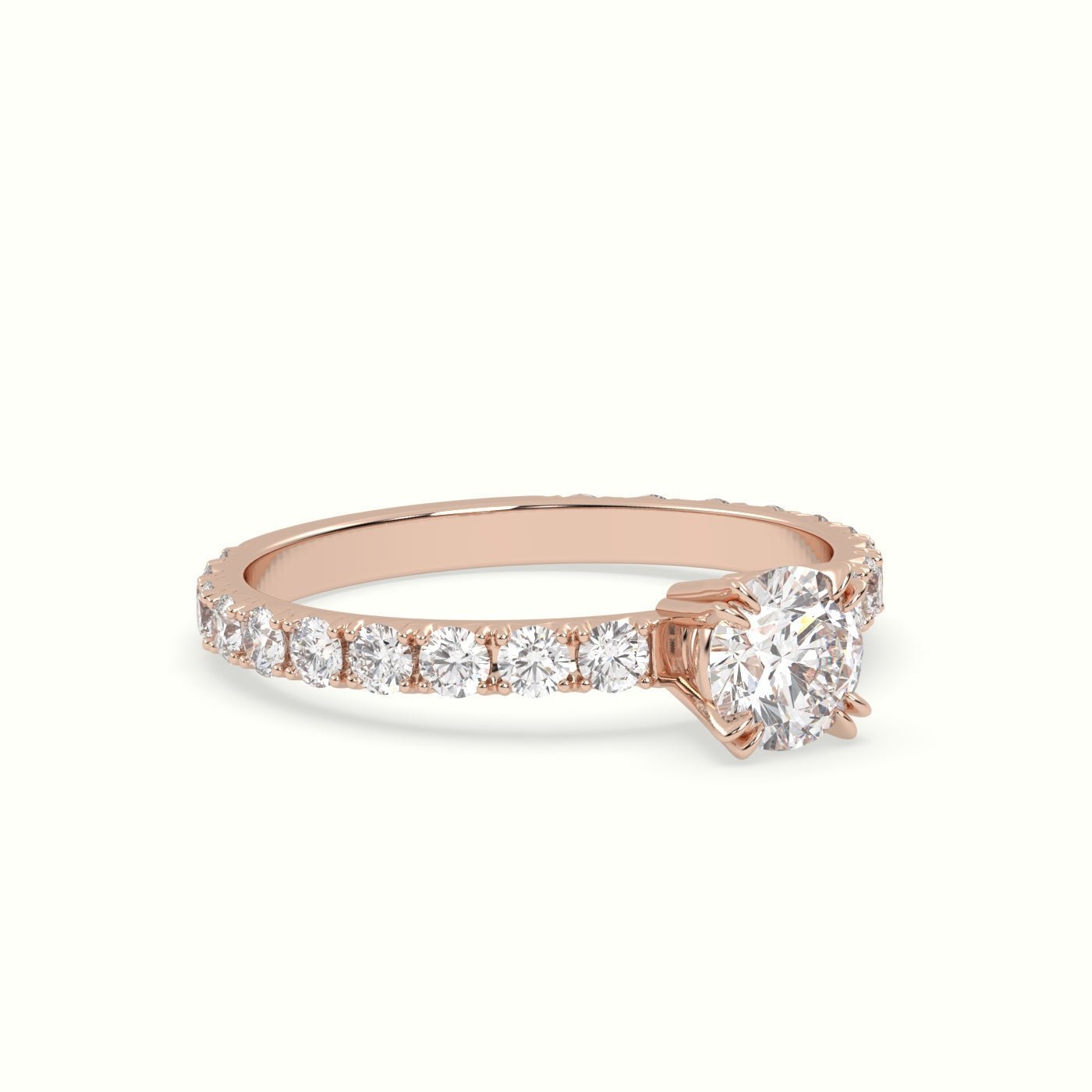 18k Gold Round Cut Pave Set Engagement Ring - shemesh_diamonds