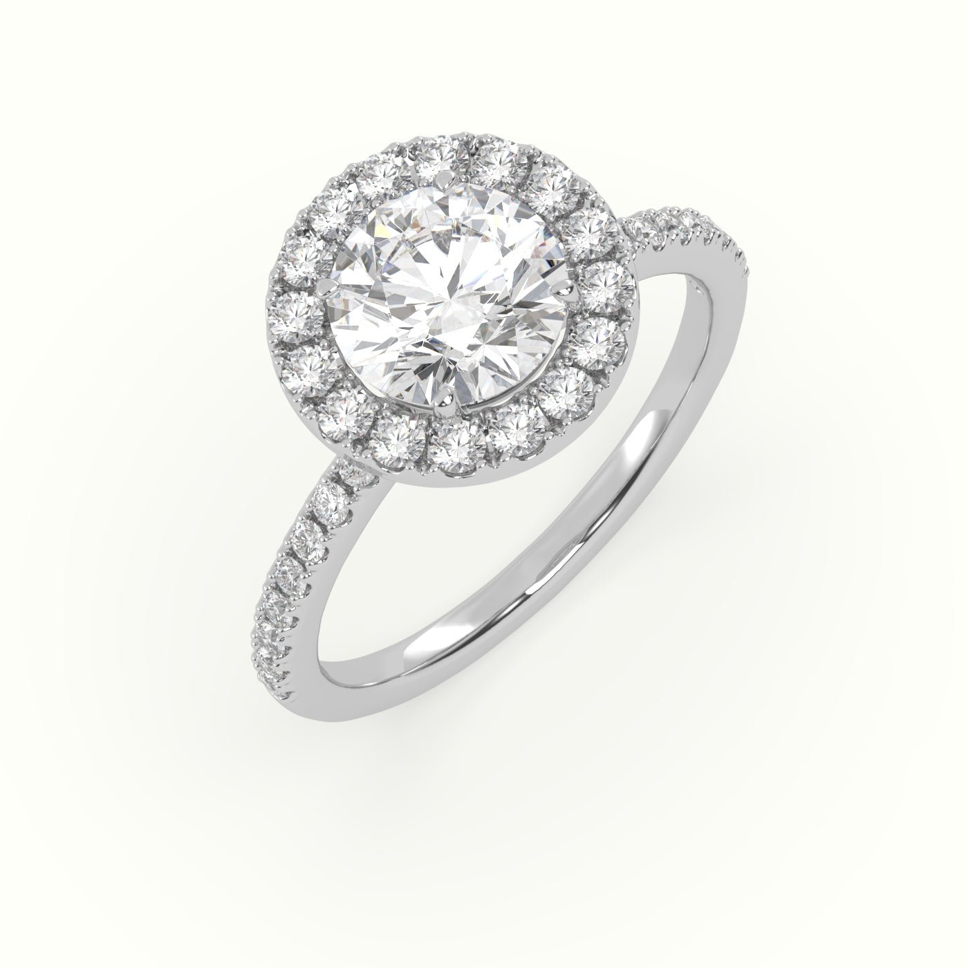 18k Gold Round Cut Halo Engagement Ring - shemesh_diamonds