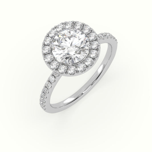 18k Gold Round Cut Halo Engagement Ring - shemesh_diamonds