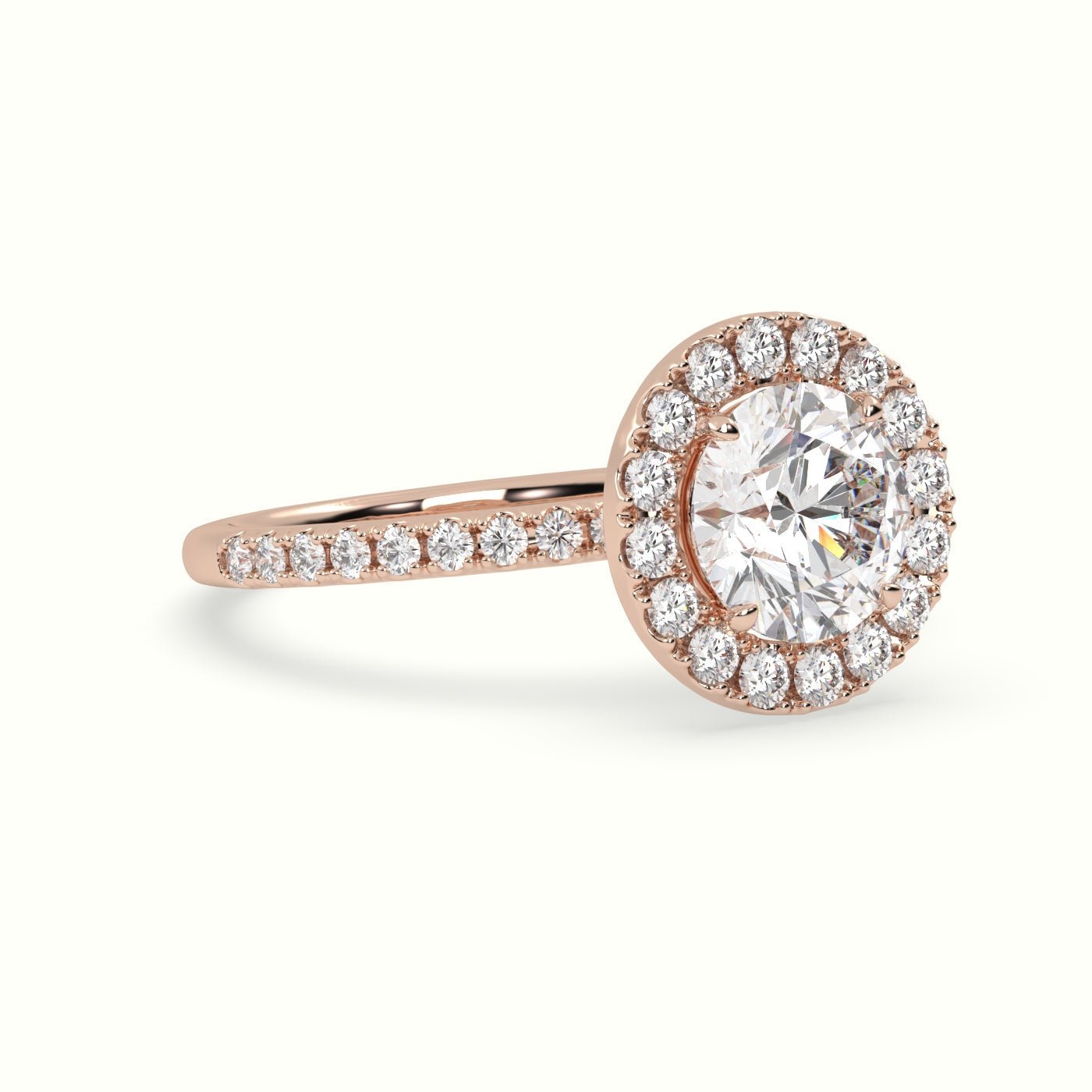 18k Gold Round Cut Halo Engagement Ring - shemesh_diamonds