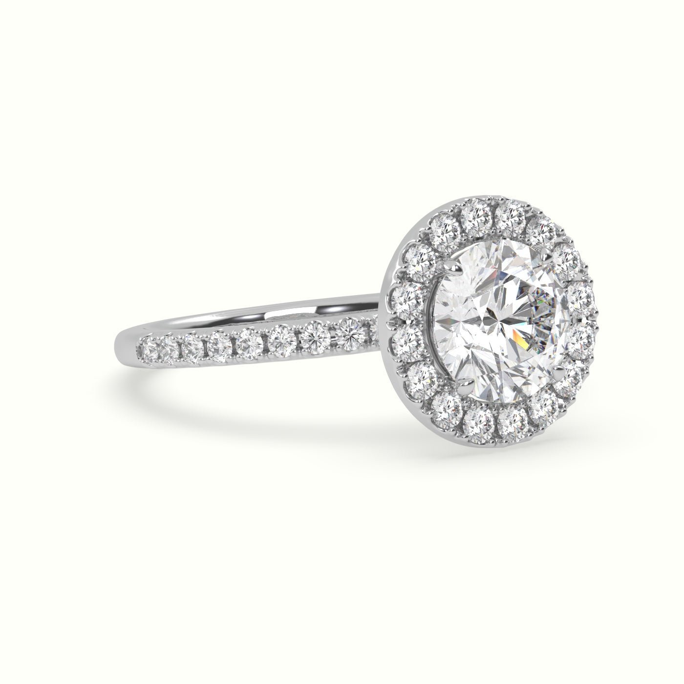 18k Gold Round Cut Halo Engagement Ring - shemesh_diamonds