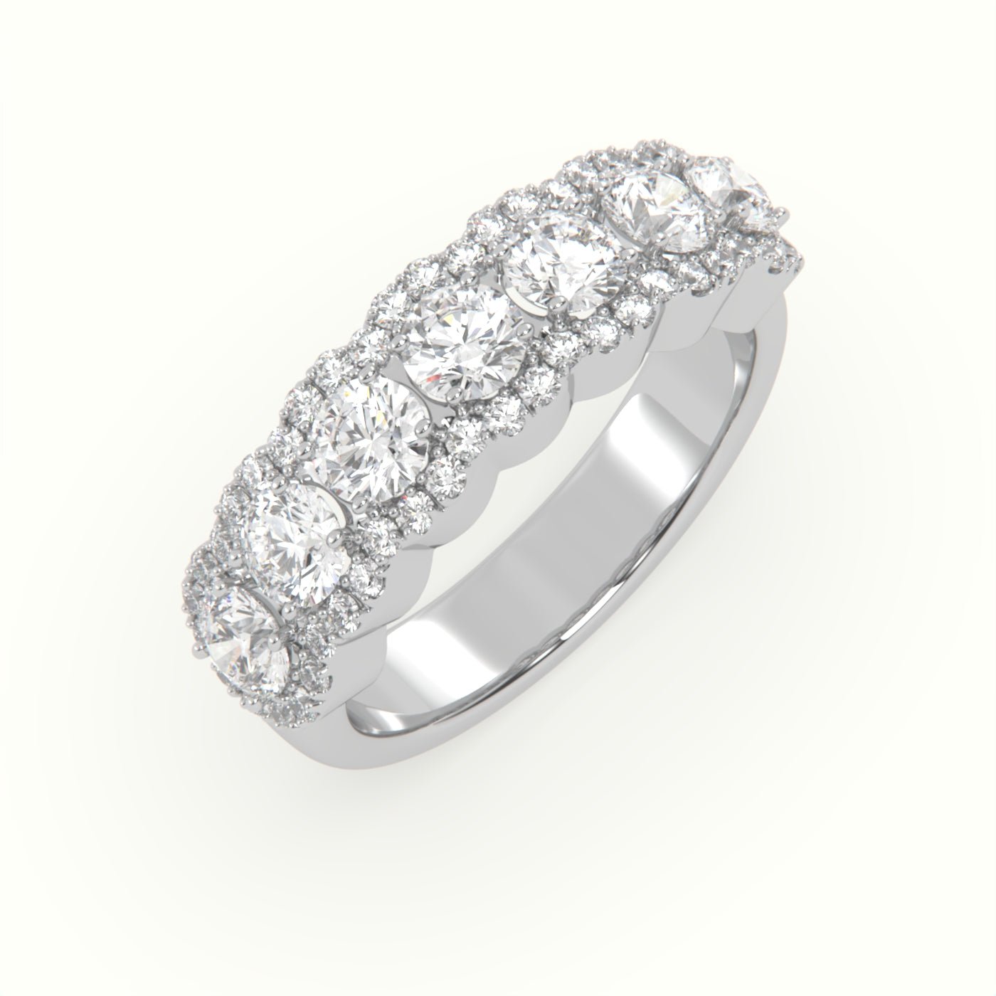 18k Gold Round Cut Half Eternity Wedding Band - shemesh_diamonds