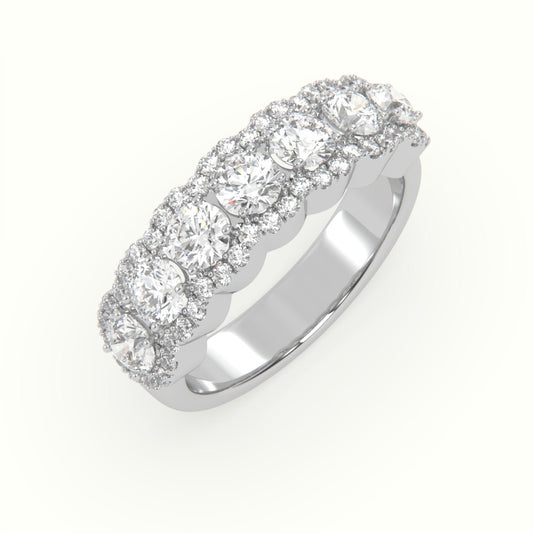 18k Gold Round Cut Half Eternity Wedding Band - shemesh_diamonds