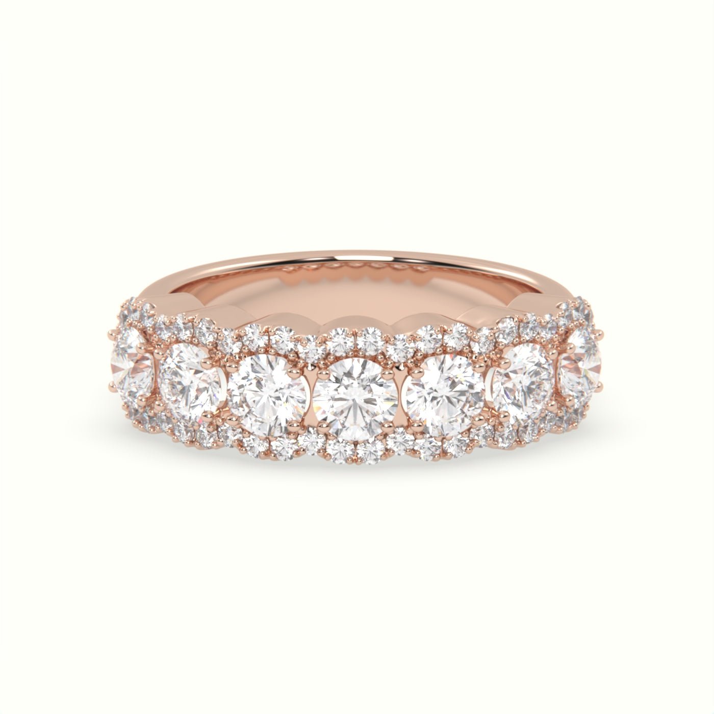 18k Gold Round Cut Half Eternity Wedding Band - shemesh_diamonds