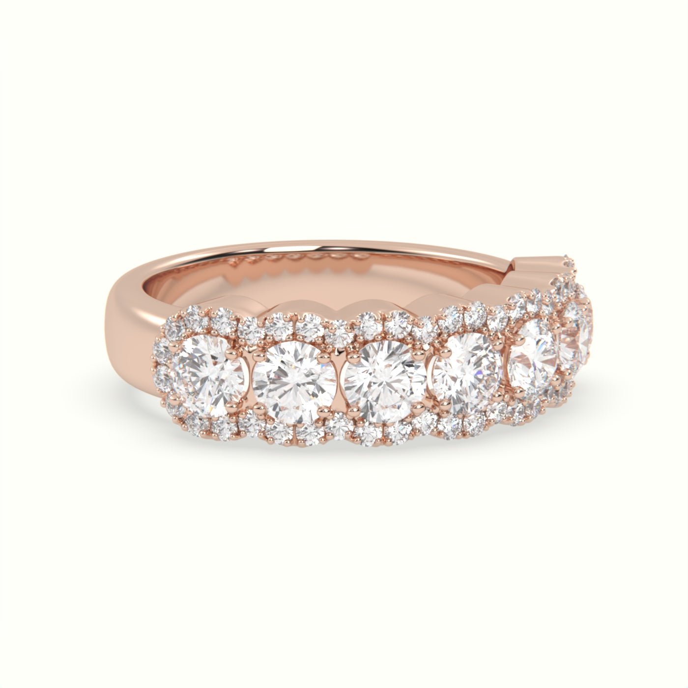 18k Gold Round Cut Half Eternity Wedding Band - shemesh_diamonds