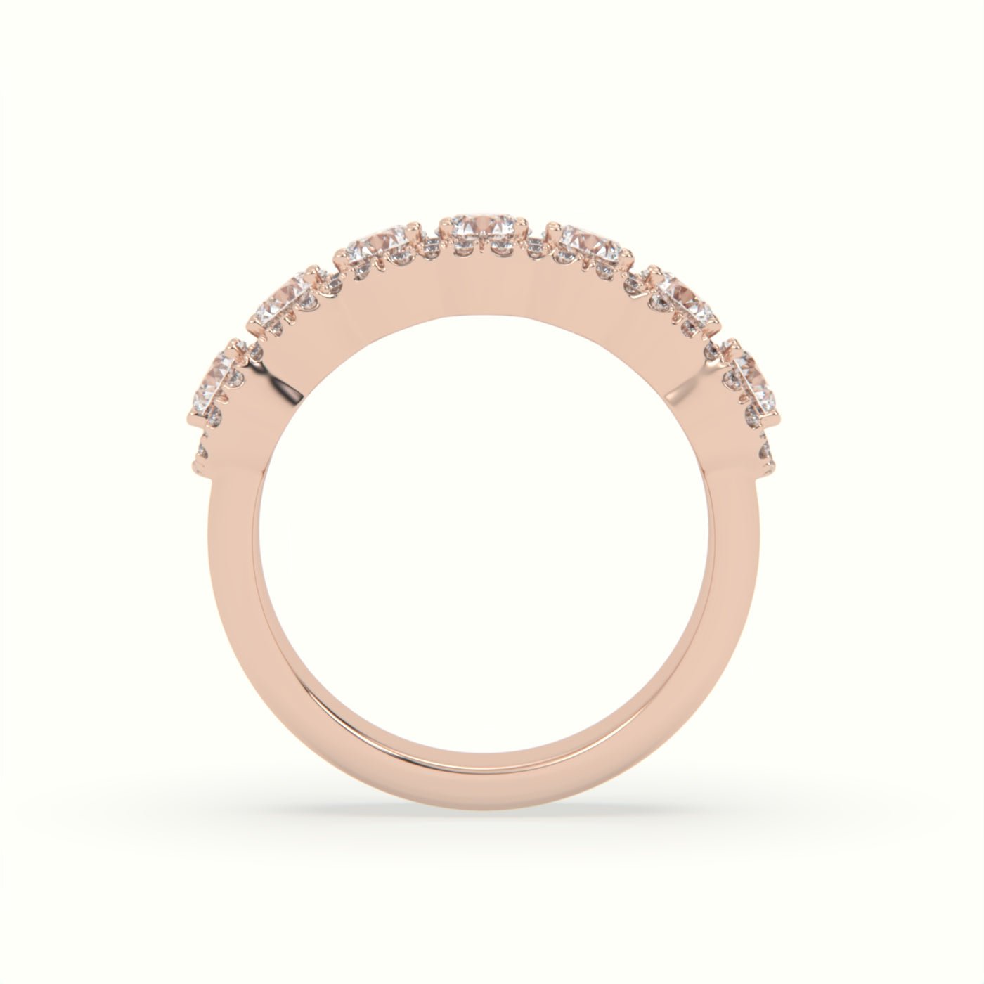 18k Gold Round Cut Half Eternity Wedding Band - shemesh_diamonds