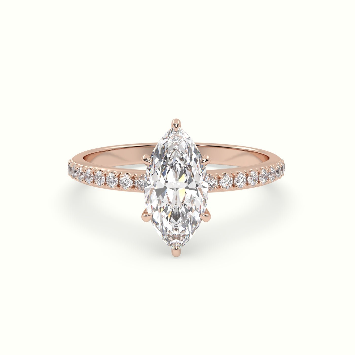 18k Gold Marquise Cut Pave Set Engagement Ring - shemesh_diamonds