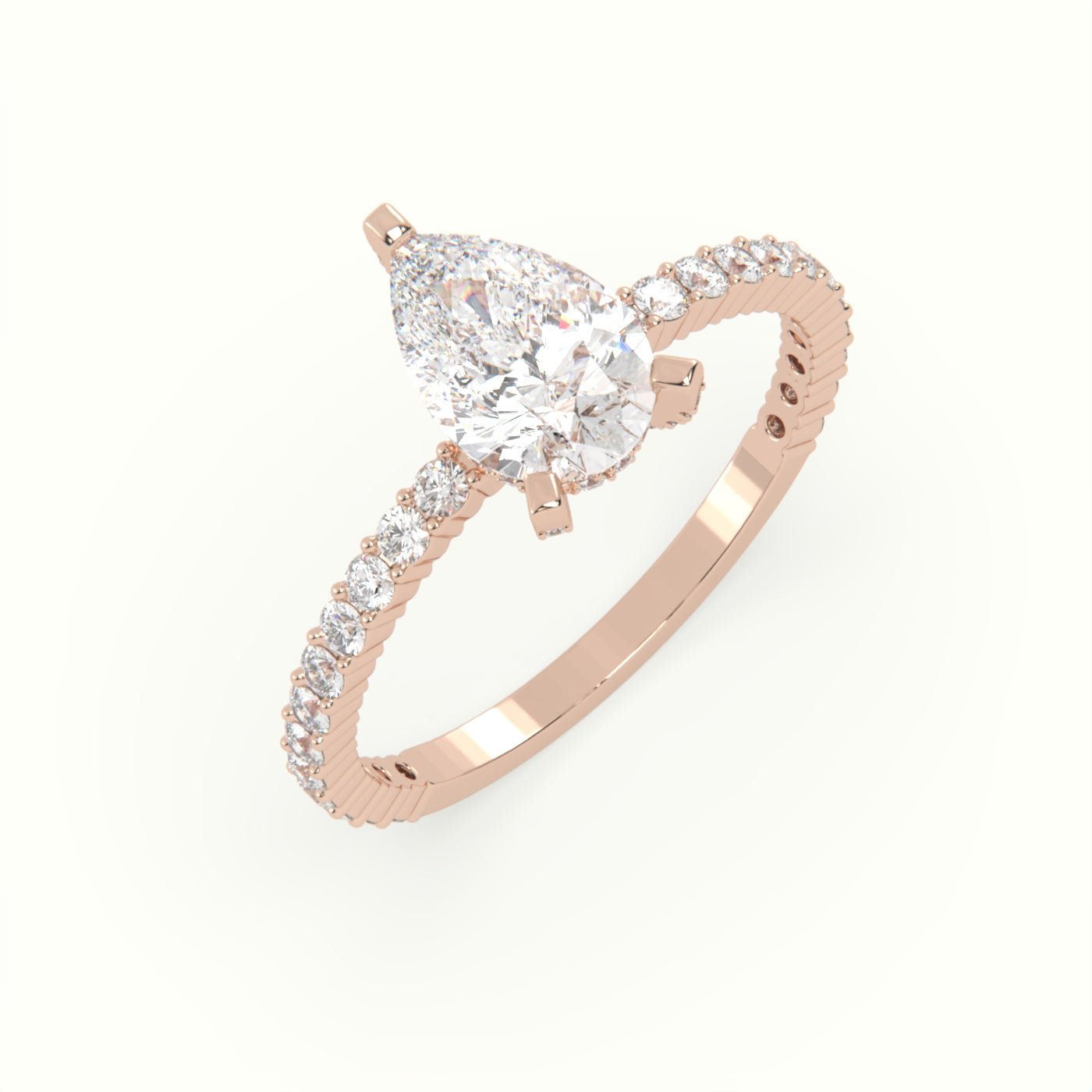 18k Gold Pear Cut Pave Set Engagement Ring - shemesh_diamonds