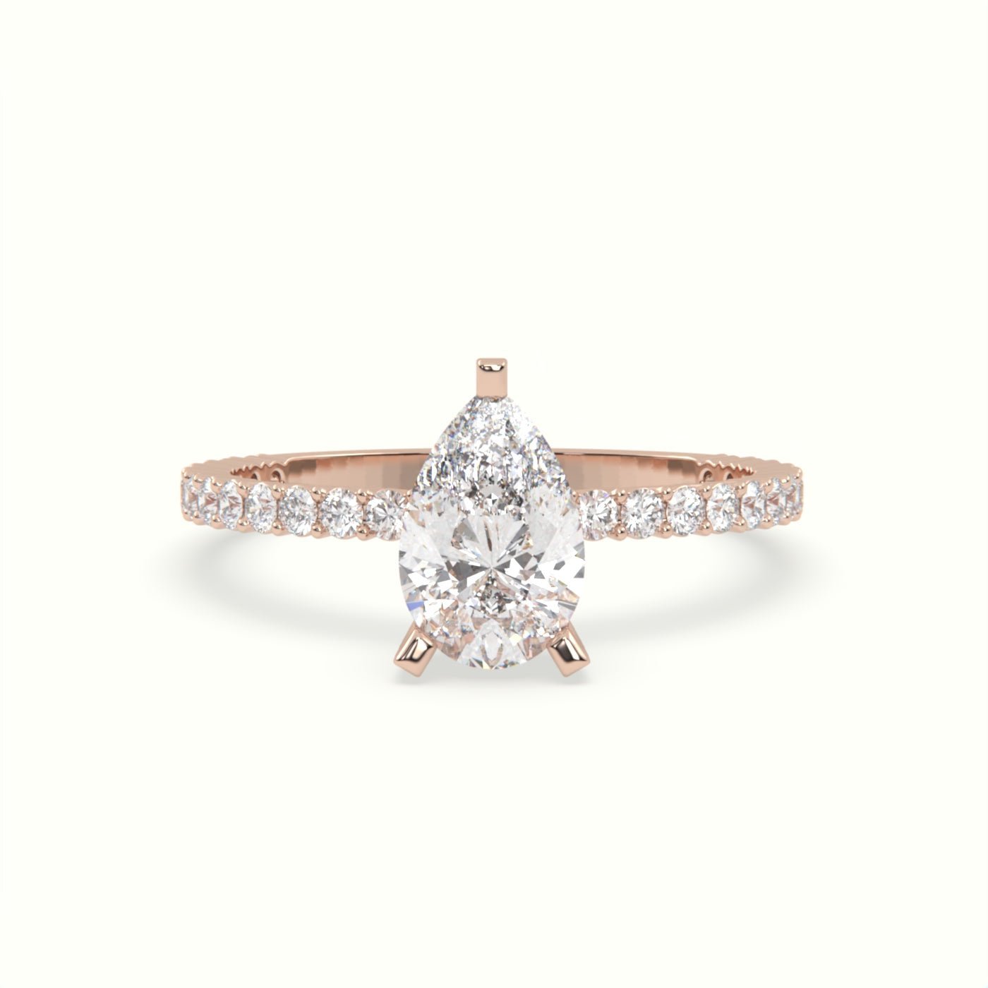 18k Gold Pear Cut Pave Set Engagement Ring - shemesh_diamonds